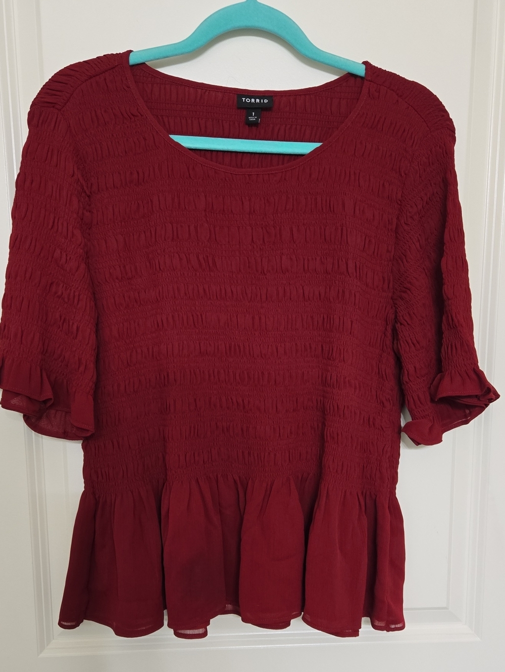 torrid Burgundy Smocked Peplum Blouse